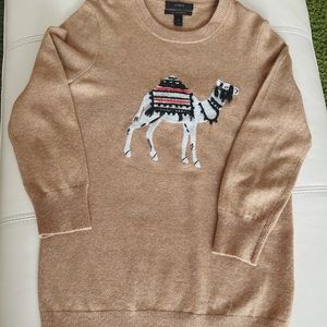 J Crew Embroidered Camel Sweater Acorn Sky XS